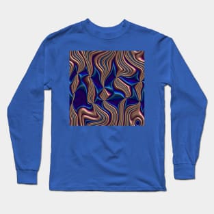 Deep Blue and Green Coppery Metallic Swirl Long Sleeve T-Shirt